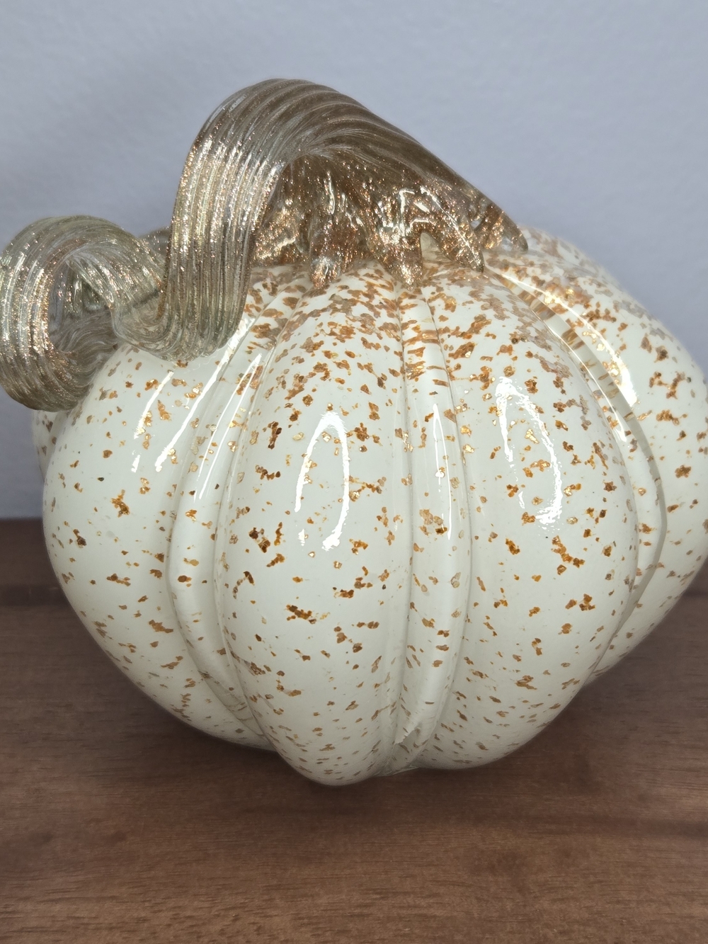 Decorative Cream & Gold Speckled Glass Pumpkin - Home Accents